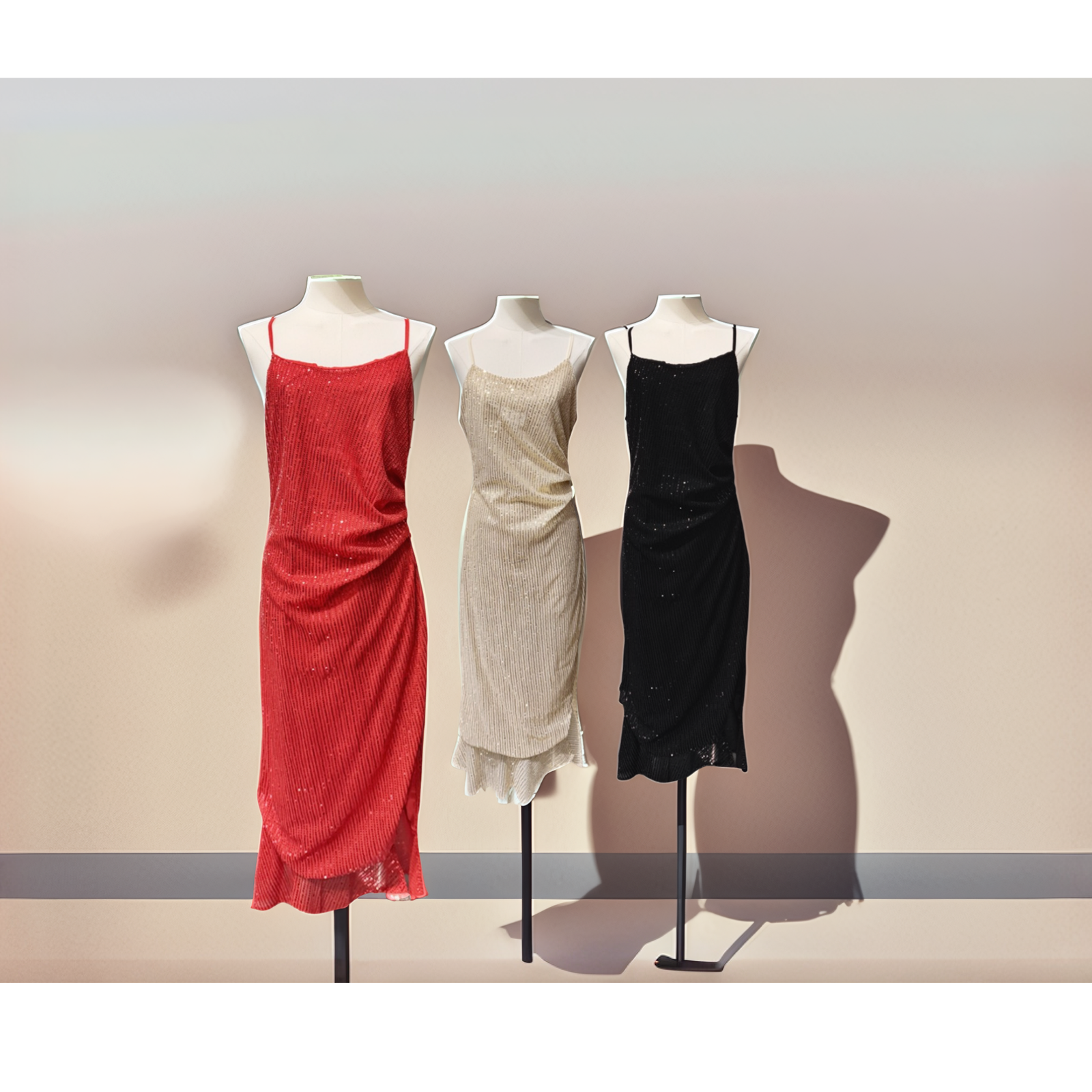 Ladies Mixed 3-Color Sequined Slip Dress (Dozen Pack) - Image 3