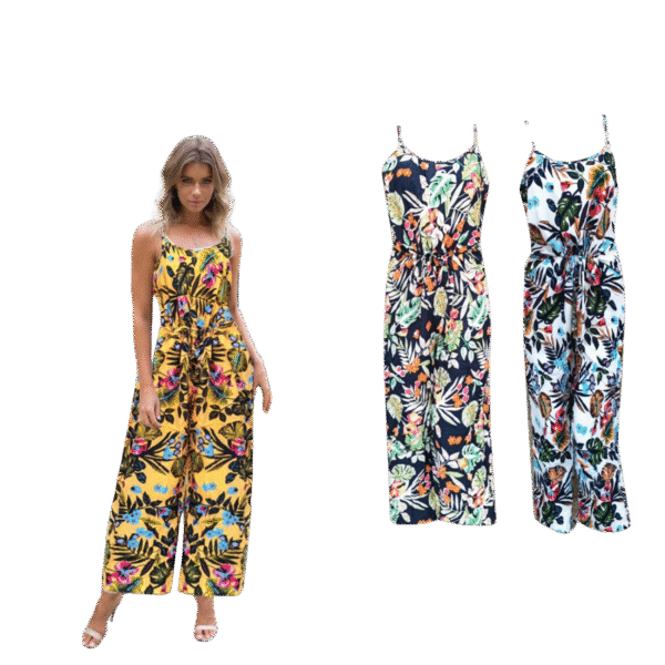 Ladies Floral Print Wide-Leg Jumpsuit (Dozen Pack) - Image 3