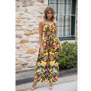 Ladies Floral Print Wide-Leg Jumpsuit (Dozen Pack)