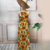 Beige Sunflower Cotton Dress (Dozen Pack)