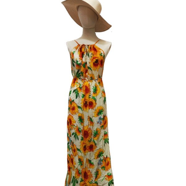Beige Sunflower Cotton Dress (Dozen Pack) - Image 2