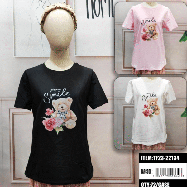 Ladies 2-Color Floral V-Neck Cotton Shirt (Dozen Pack) - Image 3