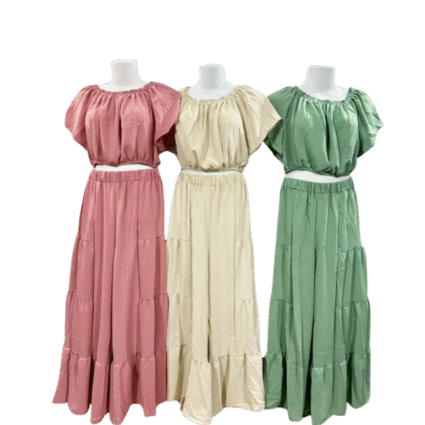 Ladies 3-Color Tiered Maxi Skirt Set (Dozen Pack) - Image 3