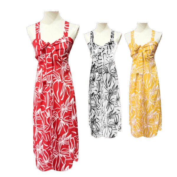 Ladies Mixed 3 Color Coconut Tree Halter Dress (Dozen Pack) - Image 2