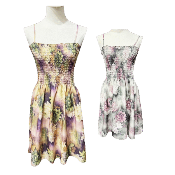 Ladies Mixed Floral Print Shirred Mini Dress (Dozen Pack) - Image 2